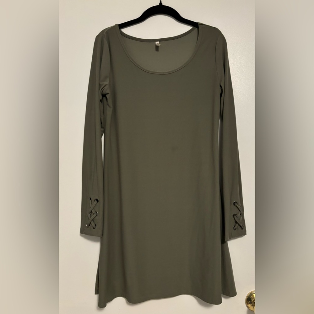 Olive Green Long Sleeve Dress